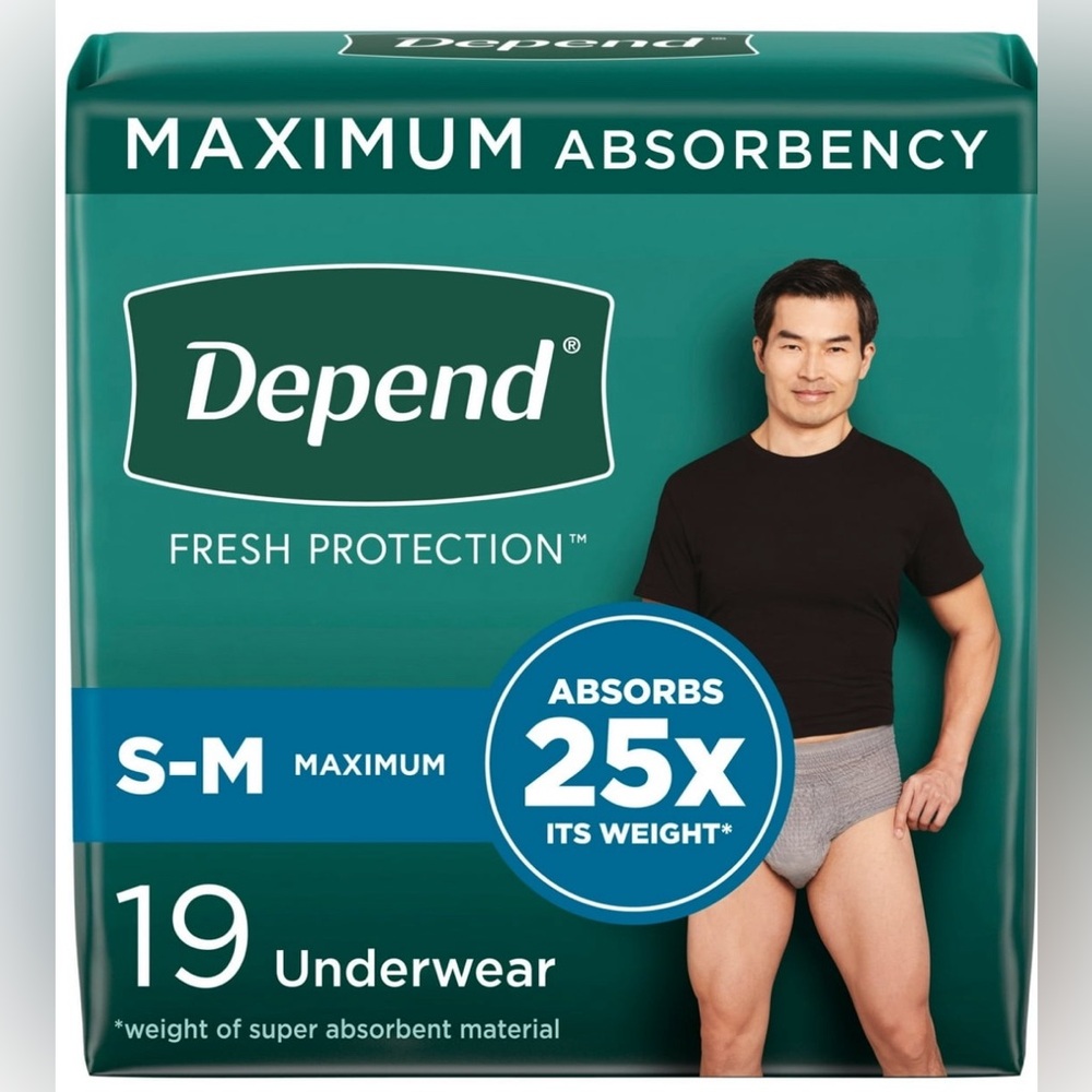 Depend Fresh Protection Adult Incontinence Underwear for Men, Maximum, S/M 19Ct